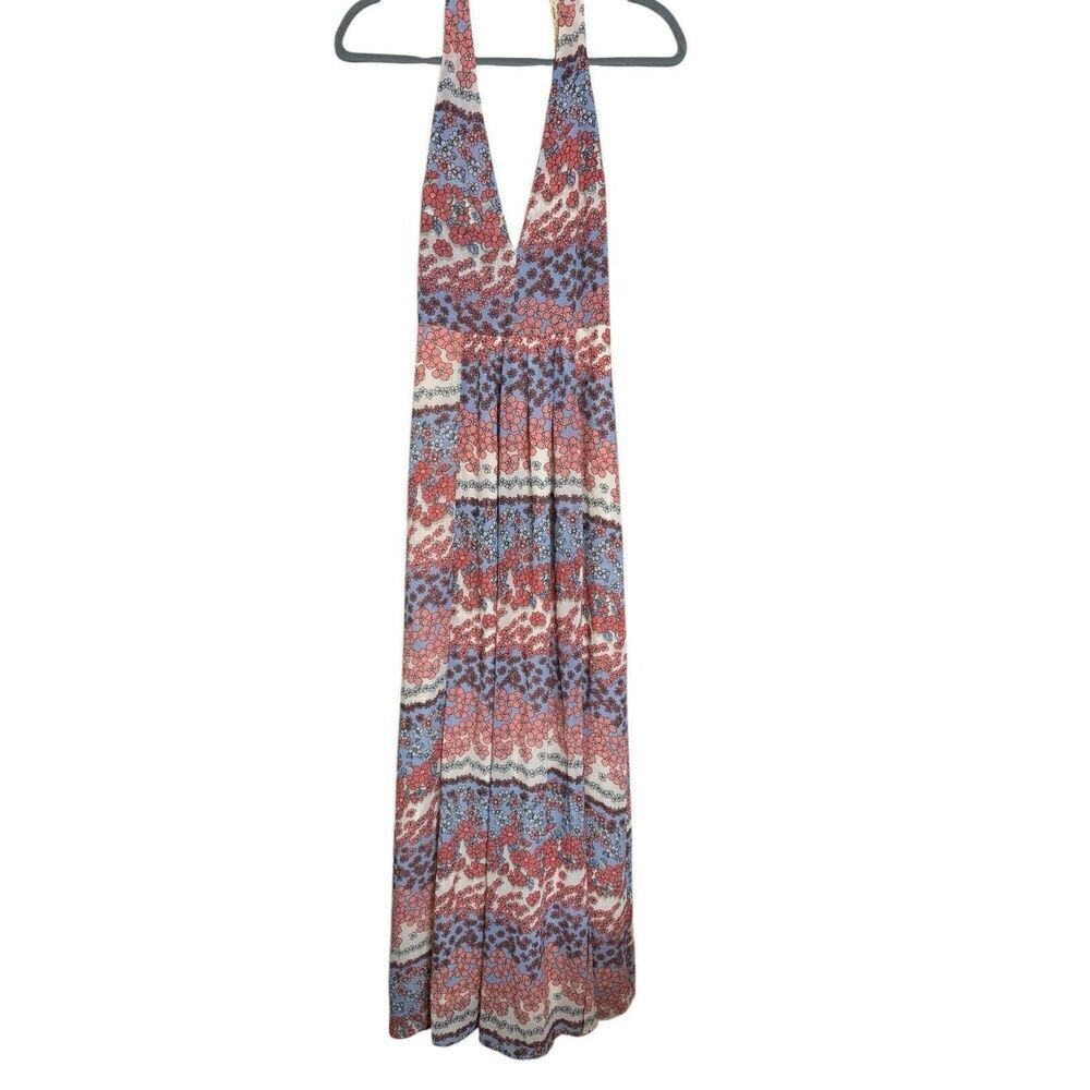 Forever 21 Maxi Dress Bohemian Retro, Hippie Long Sleeve Orange Rayon Sz M - Picture 6 of 9